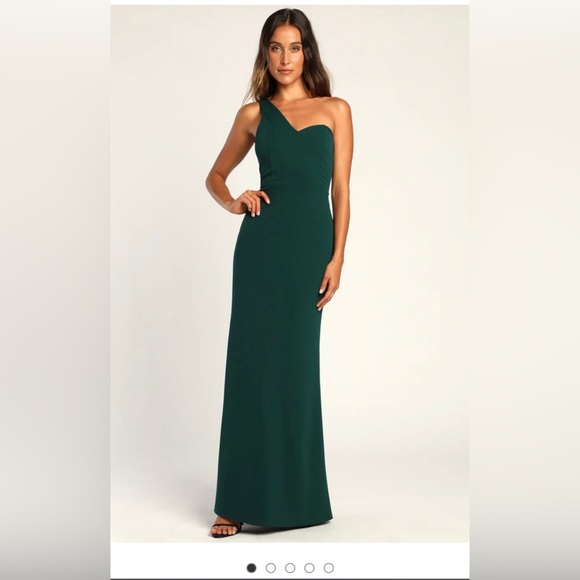 Lulus Dresses & Skirts - NWT Lulus Boastful Beauty Hunter Green One-Shoulder Mermaid Maxi Dress